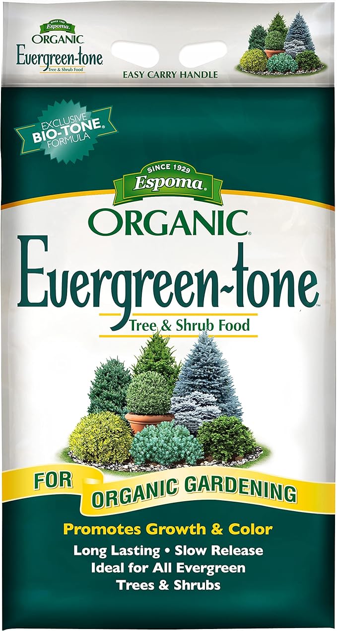 Espoma Organic Evergreen-Tone 4-3-4 Natural &amp Organic Fertilizer and Plant Food for Evergreen Trees &amp Shrubs. 18 lb. Bag. Use for Planting &amp Feeding to Promote Optimum Growth