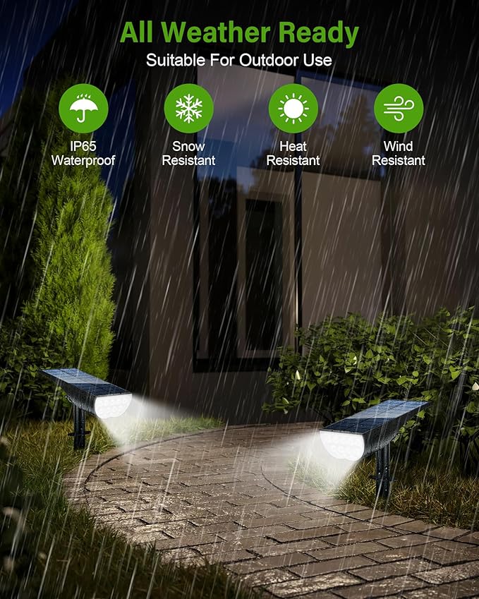 Solar Spot Lights Outdoor Solar Lights Outdoor Waterproof IP65 3 Brightness Modes Dusk to Dawn Landscape Spotlights for Yard Garden Pathway Tree Decoration Cool White 6 Pack
