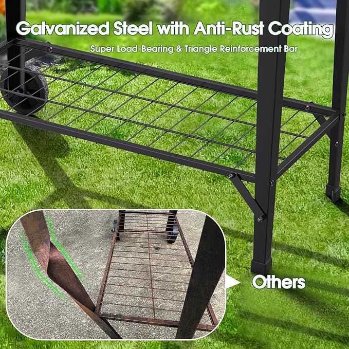 Highpro Raised Garden Bed with Wheels and Legs for Outdoor Use Mobile Elevated Planter Cart for Vegetable Herbs Flowers Potted Plants Black