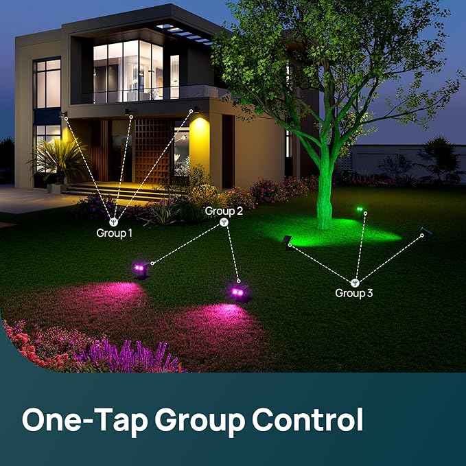 Linkind Smart Solar Spotlight SL5C Color Changing Landscape Lighting with Hub APP/Voice Control Solar Lights Outdoor IP67 Waterproof Spot Lights Outdoor for Yard Garden Pathway(2 Pack)