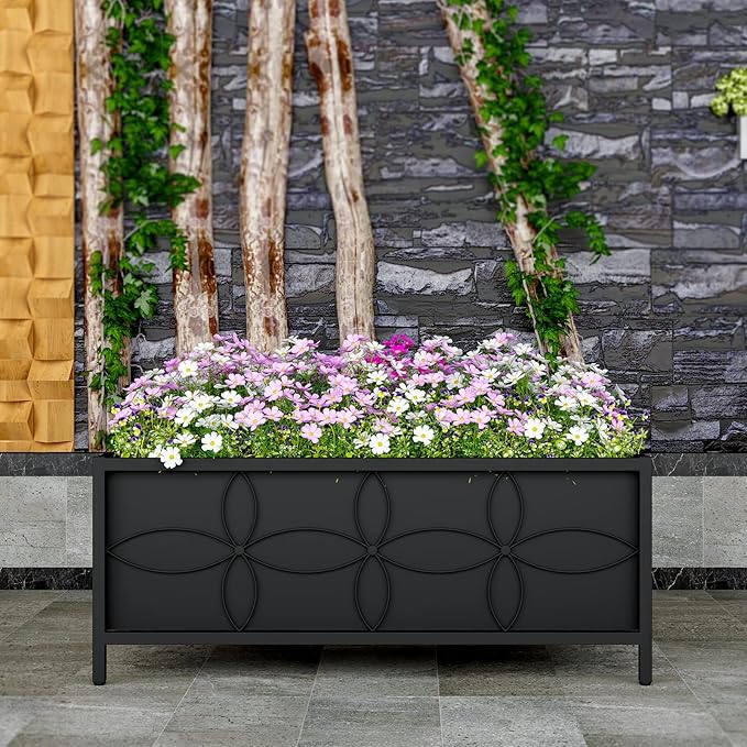 Zhongma Sturdy Raised Garden Bed with Inner Fabric Liners for Vegetables Flower Planter Box for Backyard Patio Balcony. Inner Size: 33.85x14.17x11 inch