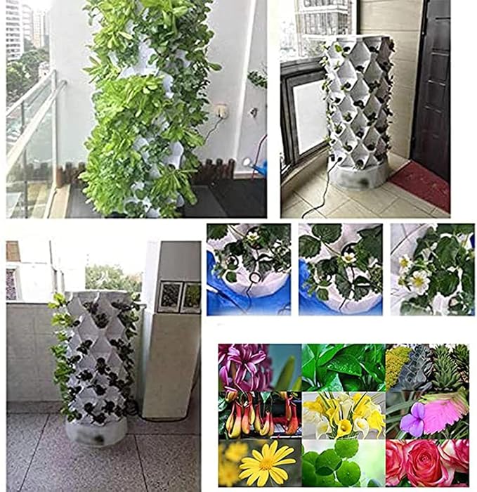 Hydroponics Tower SetGarden Hydroponic Growing Vertical Tower Vegetable Plant Tower Gift for Gardening LoverAutomate Aeroponics Mini Indoor Outdoor Home Grow HerbWhite-6floors