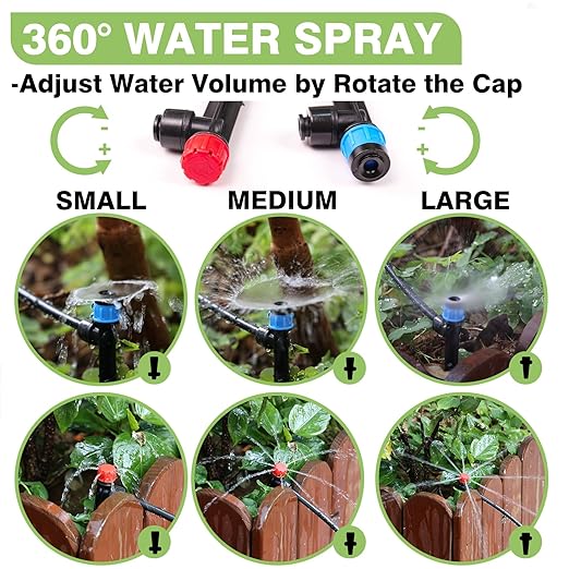 240FT Drip Irrigation System Kit New Quick-Connect Automatic Garden Watering Misting System for Greenhouse Yard Lawn Plant with 1/2 inch Hose 1/4 inch Distribution Tubing and Accessories