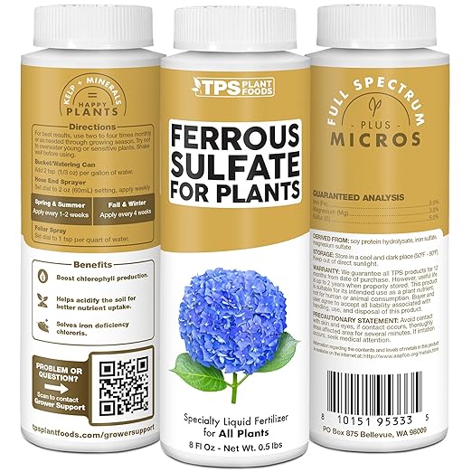 Ferrous Sulfate for Plants – Liquid Iron Supplement for Greener Leaves Improved Chlorophyll Production &amp Reduced Yellowing 1 Gallon
