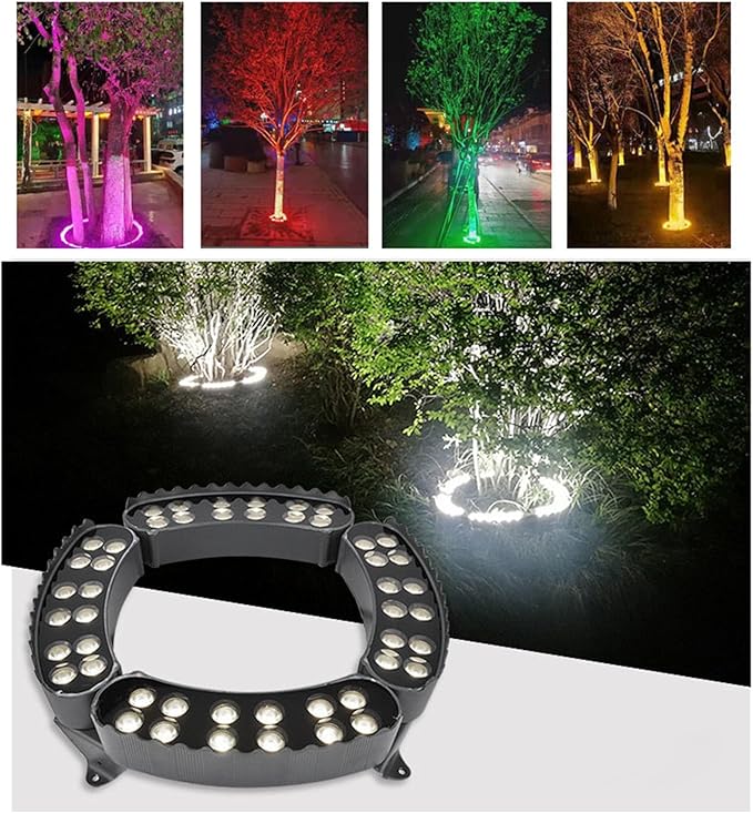 IP65 Outdoor Ring Tree Lightwith Ground Plug Landscape Spotlightsfor Courtyards(White Light7 Sets)