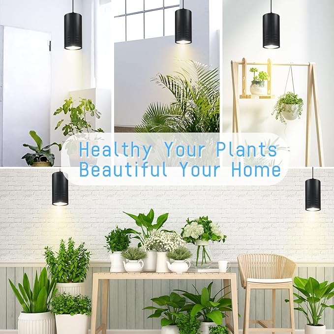 Plant Hanging Grow Light Full Spectrum Warm White Color with Timer Plug-in Pendant Grow LightsLarge Black Luxury LED Grow LightsIndoor Pendant lamp