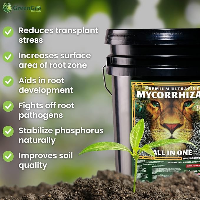 GreenGro Premium Ultrafine Myco - Mycorrhizal Inoculant &amp Water Soluble Root Enhancer from Superior Strains/Improves Nutrient Uptake &amp Eases Transplant/Indoor &amp Outdoor Plant Fertilizer (8