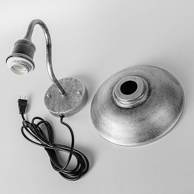 Hook Mounted Plant Light Full Spectrum 4500K 10W Adjusted Light Beam Range 15-60° Industrial Style Silver Plug in Wall Lamp for Flowers Growing Indoor Plants