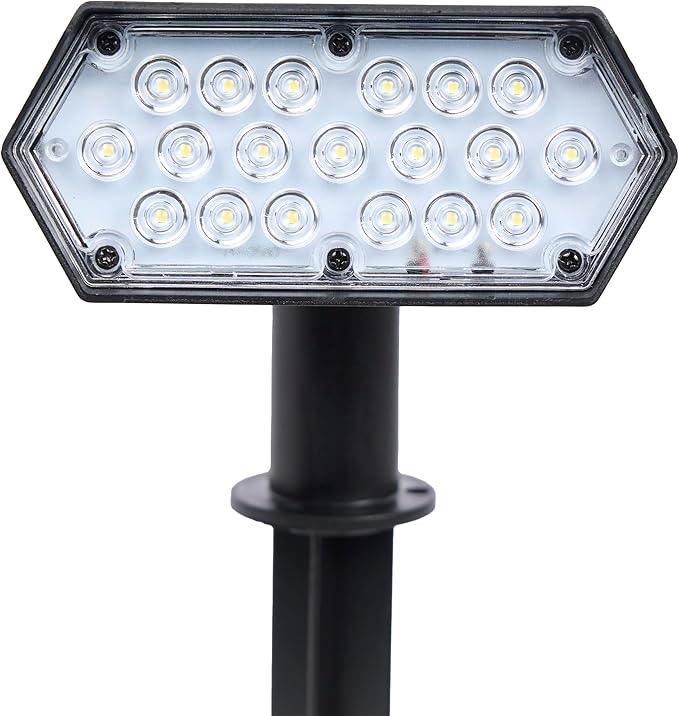 Alpine Corporation 11 Tall Outdoor Solar Pathway Spotlight Stake with Bright White LED Light Black