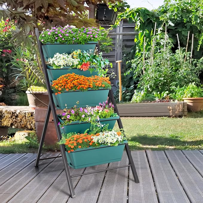 Safstar 5-Tier Vertical Raised Garden Bed Freestanding Garden Planter with 5 Container Boxes Elevated Planter for Vegetables Fruits Flowers Herbs Good for Indoor &amp Outdoor Use (Green 1)