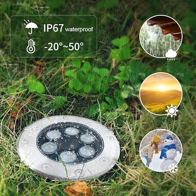 Outdoor Buried Lights - Ground LED Landscape Lamp IP67 Waterproof Recessed LED Spotlight AC85-265V LED Well Lights Stainless Steel Garden Lawn Light for Patio Path Driveway Illumine(Blue Light2