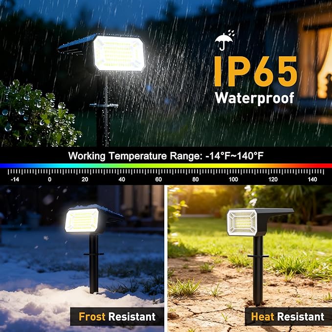 Solar Spot Lights Outdoor Waterproof IP65 [12 Pack/100 LED/4 Modes] 2-in-1 Solar Landscape Spotlights Auto On/Off High Lumens Spot Lights for Outside Yard Garden Pathway(Cool White)