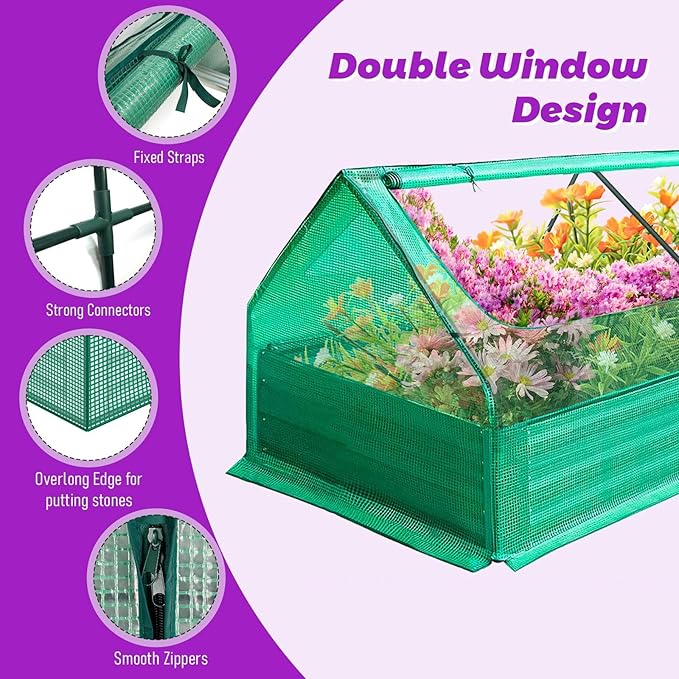 3-in-1 Raised Garden Bed with Greenhouse (72.8×37.4×36) Outdoor/Indoor Mini Greenhouse for Plants Raised Garden Beds Outdoor for Vegetables Flowers Herb Garden Planter
