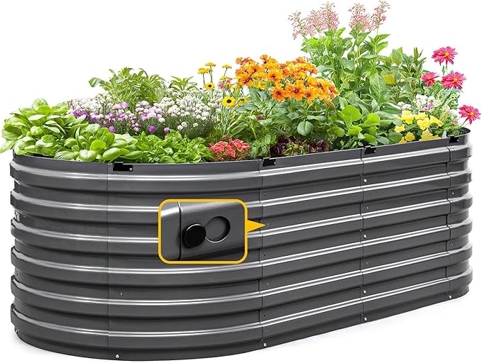 KING BIRD Raised Garden Bed Kit 2025 Upgraded Quick-Setup Galvanized Planter Garden Box Outdoor for Gardening Vegetables Flowers 74x36x23 in Dark Grey