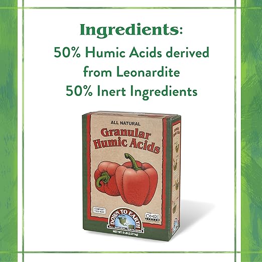 Down To Earth All Natural Fertilizers Organic Granular Humic Acids - Soil Amendment Adds Carbon Increases Nutrient Uptake 5 lb