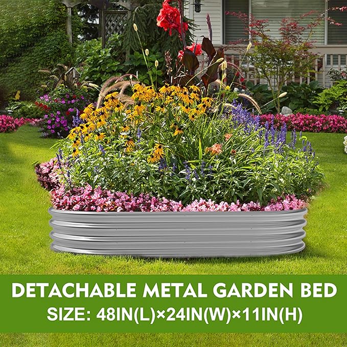 GADI Galvanized Raised Garden Bed Outdoor Raised Beds Planter for Outdoor Plants Large Metal Raised Garden Bed Kit (4FT)