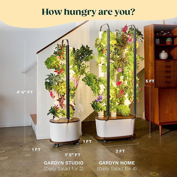 Gardyn Studio 1 Vertical Hydroponics Growing System Kit - 16 Non-GMO Plants Herbs Vegetables - Tower Garden - Hydroponic Herb Garden Planter Indoor Kit - Indoor Gardening System with LED Grow Lights
