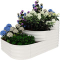 GarveeLife Galvanized Tiered Raised Garden Bed Kit with Open Base – 43x63x31.5 Oval Ground-Connected Planter for Vegetables Herbs &amp Flowers (Modular 3 in-1Design)Beige