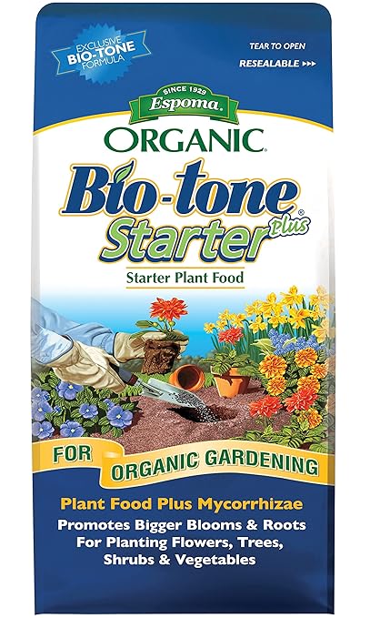 Espoma Organic Bio-Tone Starter Plus 4-3-3 Natural &amp Organic Starter Plant Food with Both Endo &amp Ecto Mycorrhizae 4 lb. Bag The Ultimate Starter Fertilizer - Pack of 2