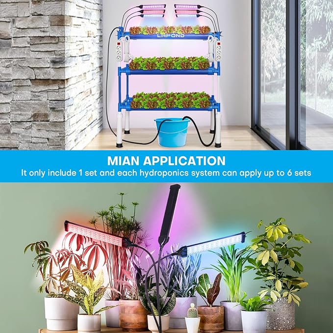 Block Light Hydroponics Growing System Kit with LED Grow Lights108 Plant Sites 3 Layers Food-Grade PVC-U Pipes for Leafy VegetablesFruits Herbs(Deluxe Version)