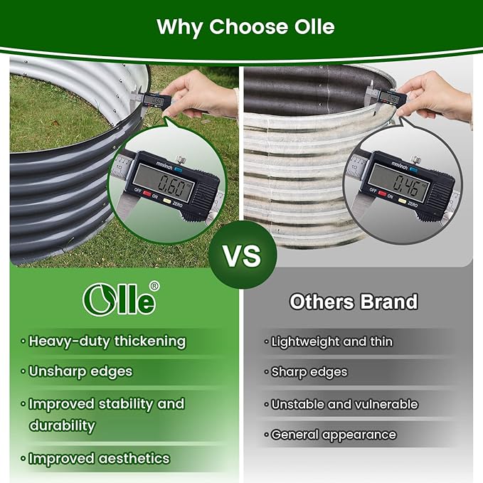Olle 17 Tall 42 Round Galvanized Raised Garden Bed KitMetal Raised Planter Boxes Outdoor DIY Raised Garden Beds Outdoor for Vegetables3.5 * 3.5 * 1.4FtMidnight Grey