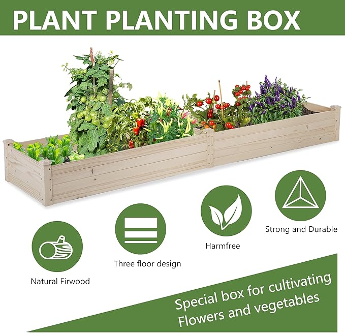 PayLessHere Wooden Garden Bed Raised Planter Box Outdoor Patio Gardening Planter and Indoor Elevated Garden Grow Box for Vegetable Flower