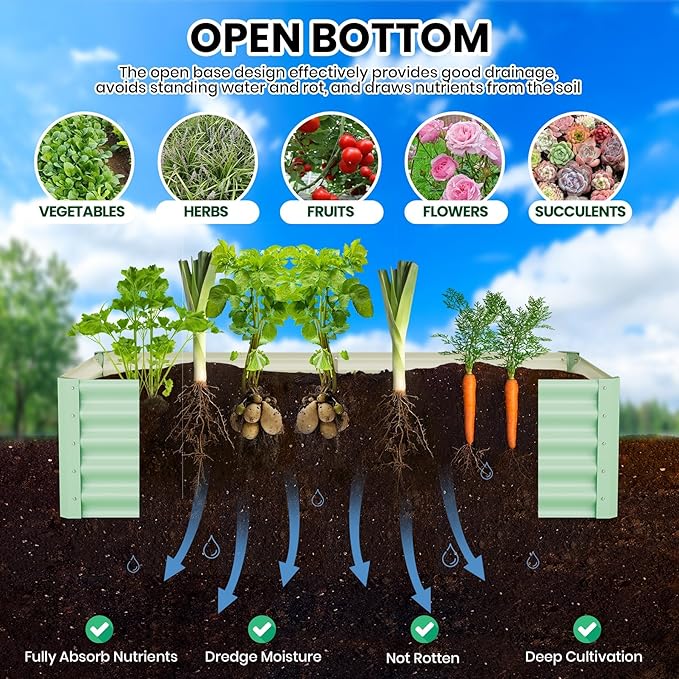 Elevated Metal Garden Bed Outdoor Raised Planter Box for Vegetables Flowers and Plants Rectangular Design for Backyard Gardening