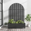 Casaphoria Metal Raised Garden Bed with Trellis and Wheels 72x47x16 Arched Planter Box for Climbing Plants Vegetables &amp Vines Features Drainage Holes and Privacy Screen (Black-Brick)