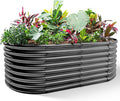 Land Guard Galvanized Raised Garden Bed 8x4x2ft Planter Boxes Outdoor Oval Larger Metal Planter Boxes for Vegetables Fruits Flowers (Grey)