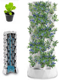 Hydroponics Growing Sys-temHydroponics TowerAquaponics Grow Sys-tem With 48/64/80 Growing Points Aeroponics Growing Kit for Fruits and Vegetables with Hydrating Pump TimerWhite-80Pots