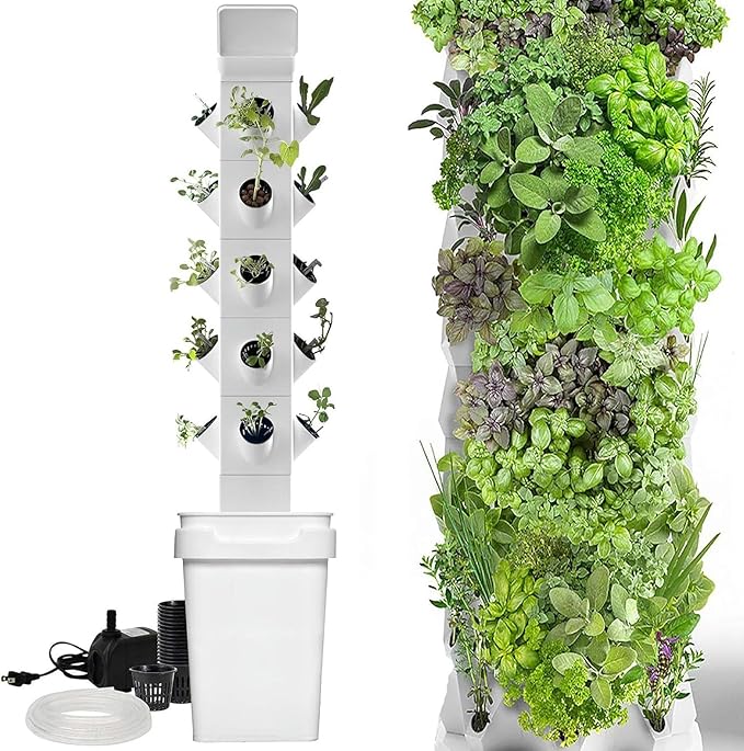 Garden Hydroponic Growing System Vertical Tower - Vegetable Plant Tower Gift for Gardening Lover - Automate Aeroponics Mini Indoor Outdoor Home Grow Herb//1pc