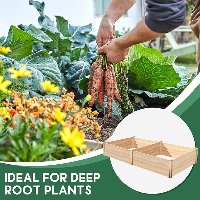 SPECRAFT 15 Inch Depth 8x4 FT Deep Wooden Raised Garden with Open Base Extra Large Planter Box for Deep-Rooted Plants Ideal for Outdoors Patio Backyard