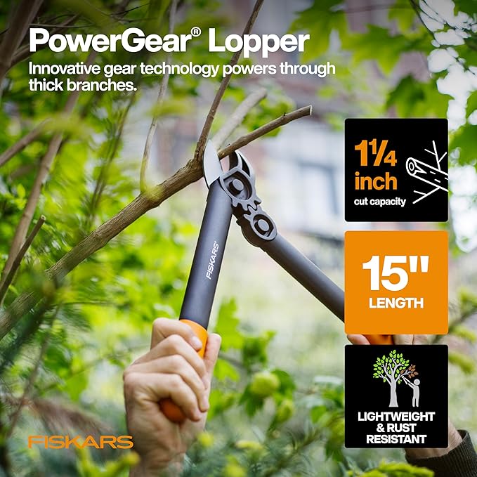 Fiskars Home Essentials Tool Kit with PowerGear Lopper Shears Bypass Pruner Folding Saw with 2 Blades IsoCore Hammer and Utility Knife for Indoor Use and Outdoor Gardening (6 Piece Kit)