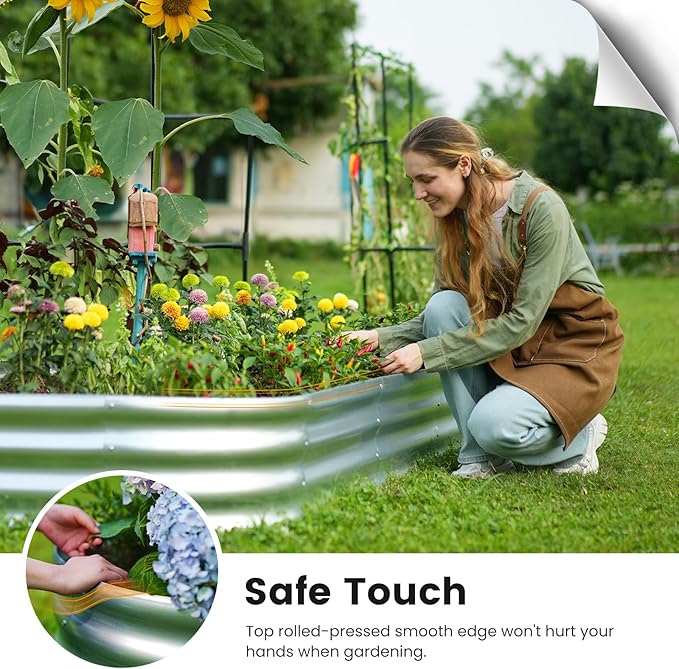 KING BIRD Raised Garden Bed with Arched Trellis Galvanized Planter Garden Box Outdoor for Gardening Climbing Vegetables Flowers 3.94x1.97x0.98 Ft Silver