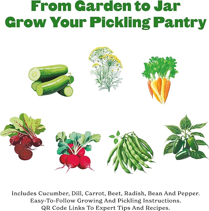 Epic Gardening Pickling Garden Seed Kit - 7 Non-GMO Varieties for Pickling Includes Beets Cucumbers Dill Jalapeños &amp More Easy-to-Grow Seeds in Eco-Friendly Packaging Perfect for Beginners