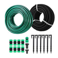 Customizable Soaker Hose System 1/2inch 50ft Rubber Hose with 25ft PVC Garden Hose Drip Irrigation Watering Hose with Reinforced Fittings for Flowers Bed Foundation Lawn Vegetable Tree
