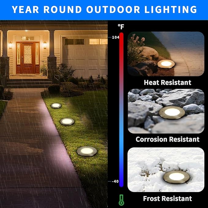 Outdoor In Ground Light 3WDiameter 4 inchesHigh Voltage 110V 120V Well LightsLandscape Lighting WireWarm White 3000KWaterproof WallPathTree SpotlightsPack of 4