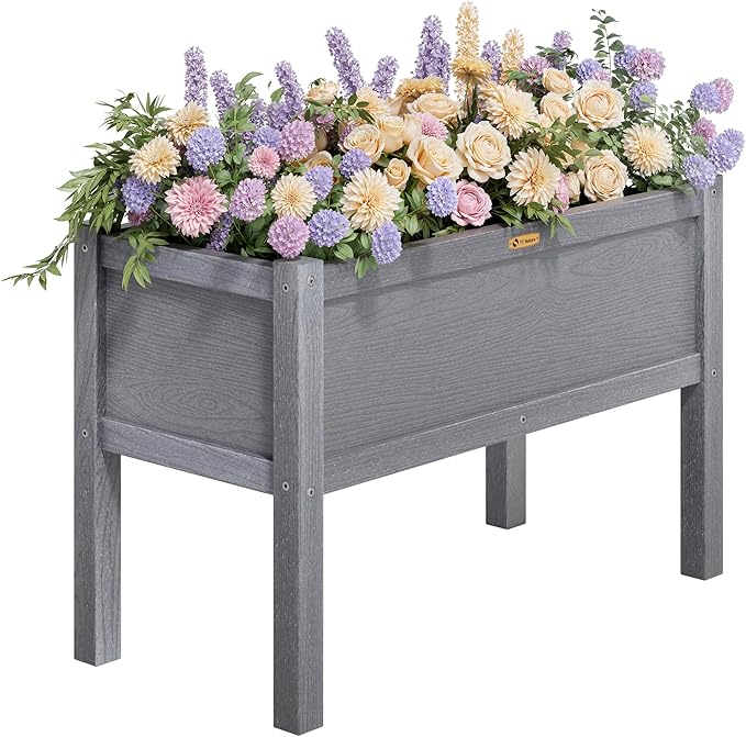 TT Nature HDPE Raised Garden Bed with Legs Outdoor Elevated Planter Box for Vegetables Herbs &amp Flowers Weather-Resistant Raised Garden Beds for Patio Balcony &amp Backyard Gardening