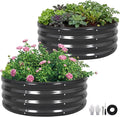 ZORMY Galvanized Raised Garden Bed Outdoor Round Metal Planter Boxes 2 Pcs 3x3x1ft Steel Raised Bed Kit for Planting Vegetables Fruits Flowers(Grey)