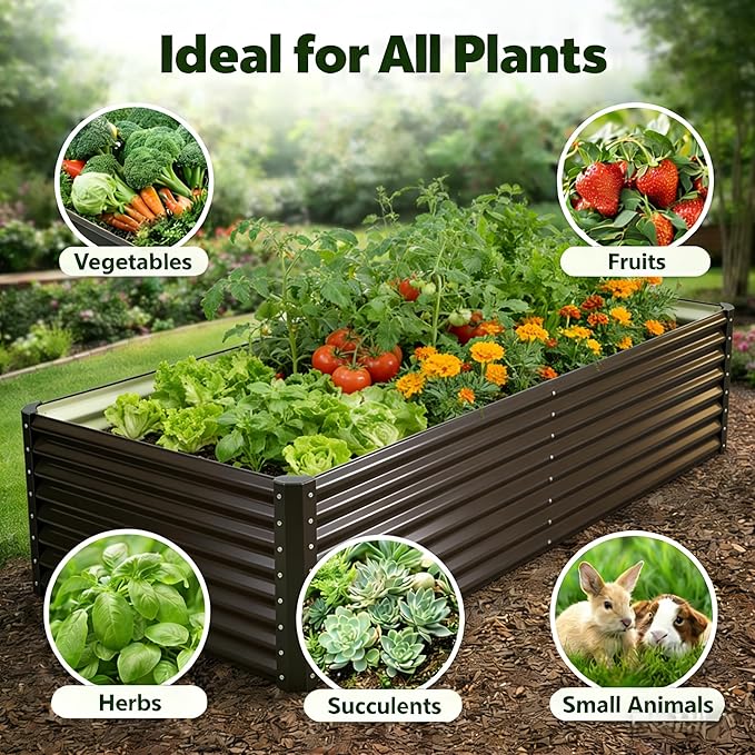 Galvanized Raised Garden Bed Kit Outdoor Patio6x3x2ft Large Rectangular Metal Planter BoxesDeep Root Box Planter for Gardening Vegetables Flowers Herbs 1 Pack Black