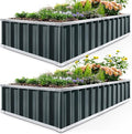 KING BIRD Raised Garden Bed 68 x 36 x 12 (2 Packs) Galvanized Steel Metal Outdoor Planter Kit Box for Vegetables Flowers Fruits and Herbs Dark Grey