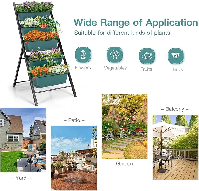 S AFSTAR 5-Tier Vertical Garden Planter 5-Layer Raised Garden Bed with 5 Detachable Planter Boxes &amp Metal Frame Indoor Outdoor Elevated Planting Containers for Flower Vegetables Fruit Herbs