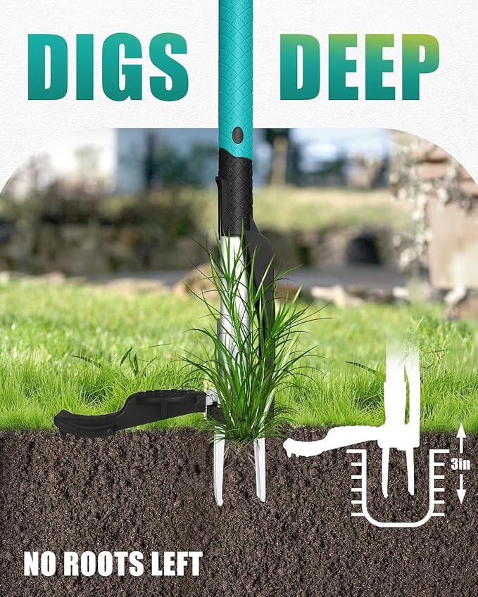 Breeze Touch 39 Weed Pulling Tool 4-Claw Detachable Weed Puller Tool with Long Handle Adjustable Heavy Duty Stand Up Weeder Weeding Tool for Lawn Yard Garden Dandelion Picker Weed Remover