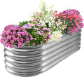 17 Tall Elevated Oval Metal Raised Garden Bed - 5ft x 2ft in Size and 0.8MM Thick Durable Planter Bed/Box for Vegetables Flowers Succulent at Patio/Garden Outdoor (Silver 5X2X1.4 FT)