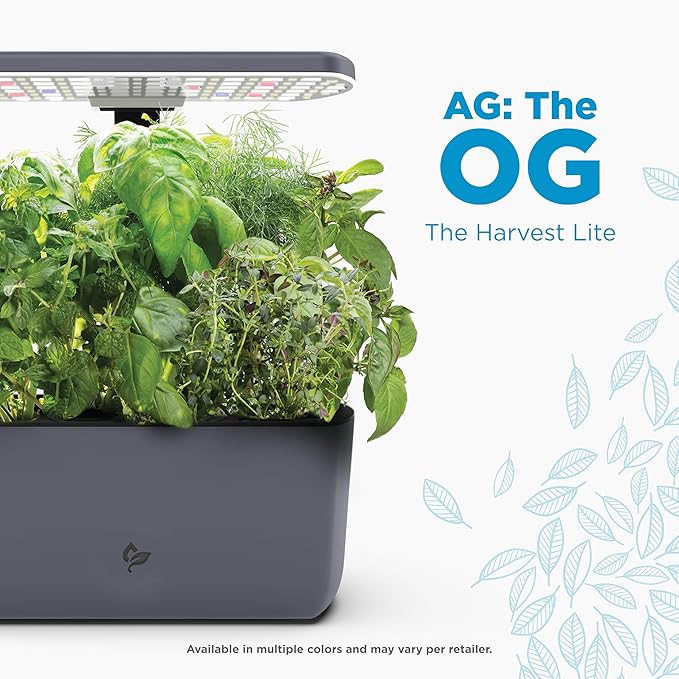 AeroGarden Harvest 2.0 Indoor Garden Hydroponic System with LED Grow Light Holds up to 6 Pods Charcoal
