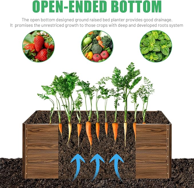 SnugNiture 2 Pcs 4x2x2FT Raised Garden Bed Galvanized Planter Garden Boxes Outdoor Deep Root Planter Raised Bed for Vegetables Flowers HerbsBrown