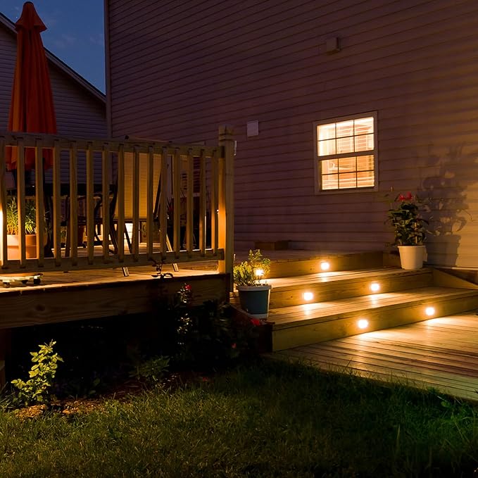 Light to Form® | Luxury Brass Luna II | Low-Voltage Deck &amp Step Light 3W | 12V AC | 2700K Bulb | Frosted Lens | Antique Brass Finish | Outdoor Landscape Sconce | Weather Resistant | Energy Efficie