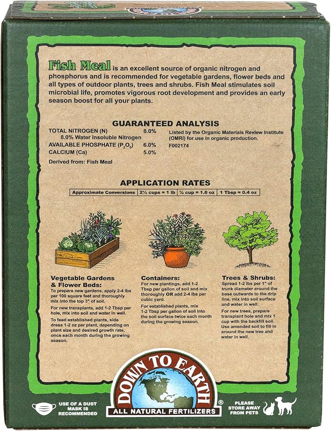 Down to Earth Fish Meal Natural Fertilizer 8-6-0 OMRI