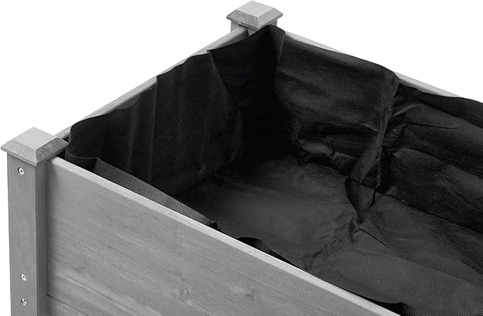 48 x 24 x 30 Inches Raised Garden Bed with Legs Elevated Wooden Planter Box for Outdoor Plants Garden Backyard Patio Balcony - 300lb CapacityGrey