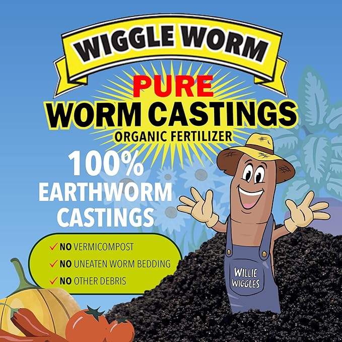 100% Pure Organic Mineral-Dense Worm Castings Fertilizer 15lbs - Improves Soil Fertility and Aeration for Growing Better Houseplants Vegetables and More